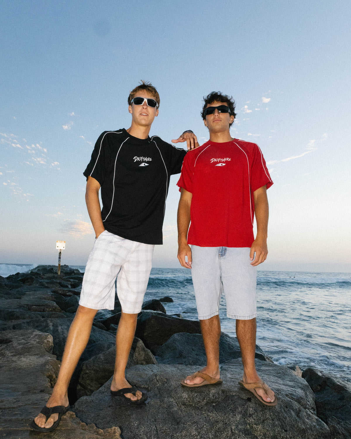 Driftmere tees worn on the coast